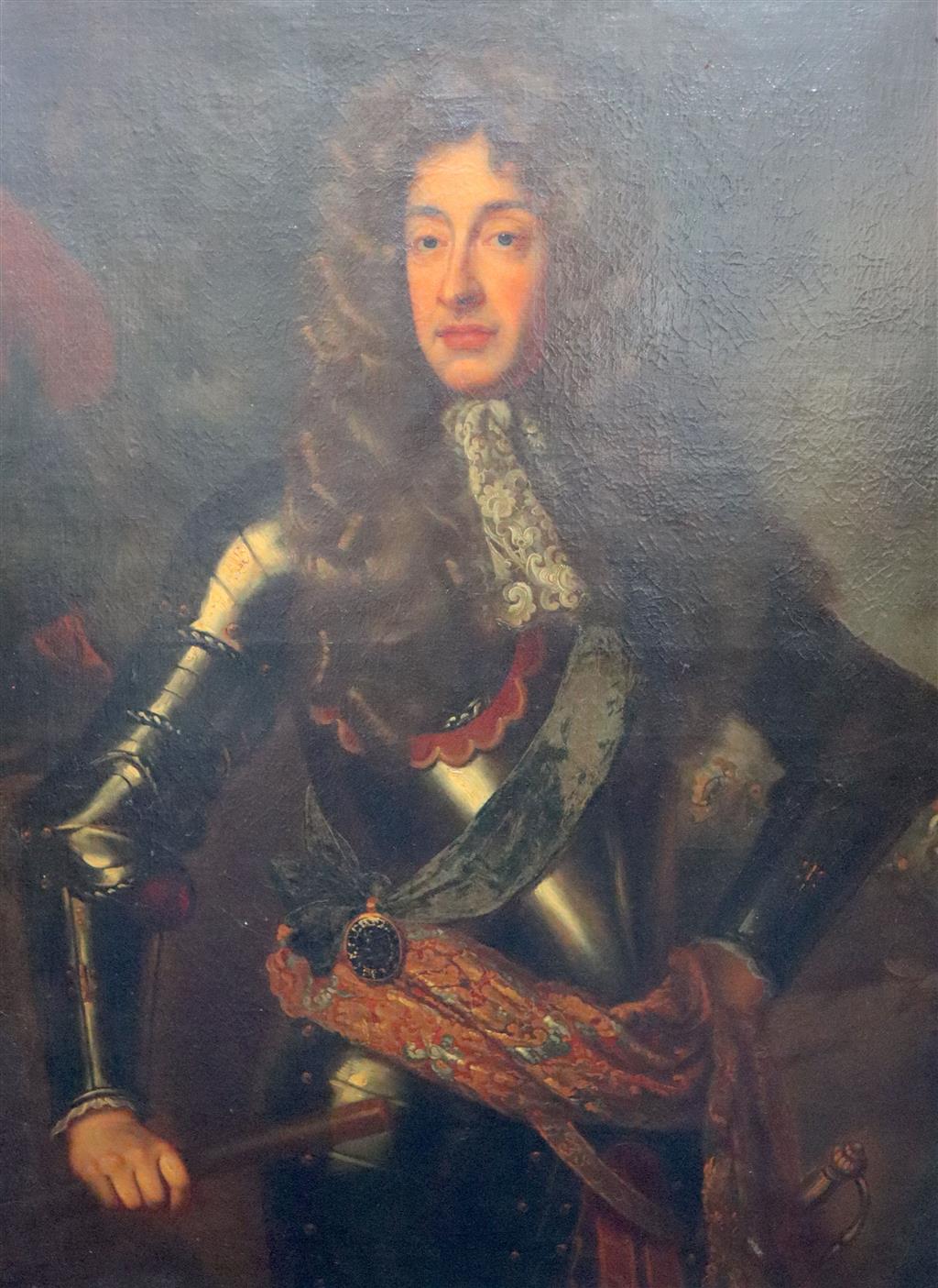 Manner of Sir Godfrey Kneller (1646-1723) and Manner of Willem Wissing (1646-1687) Portraits of James II and [probably] Mary of Modena